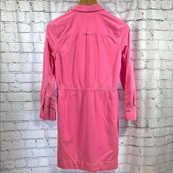 J. Crew Pink Midi Dress with Drawstring Waist and Long Sleeves - Picture 4 of 8